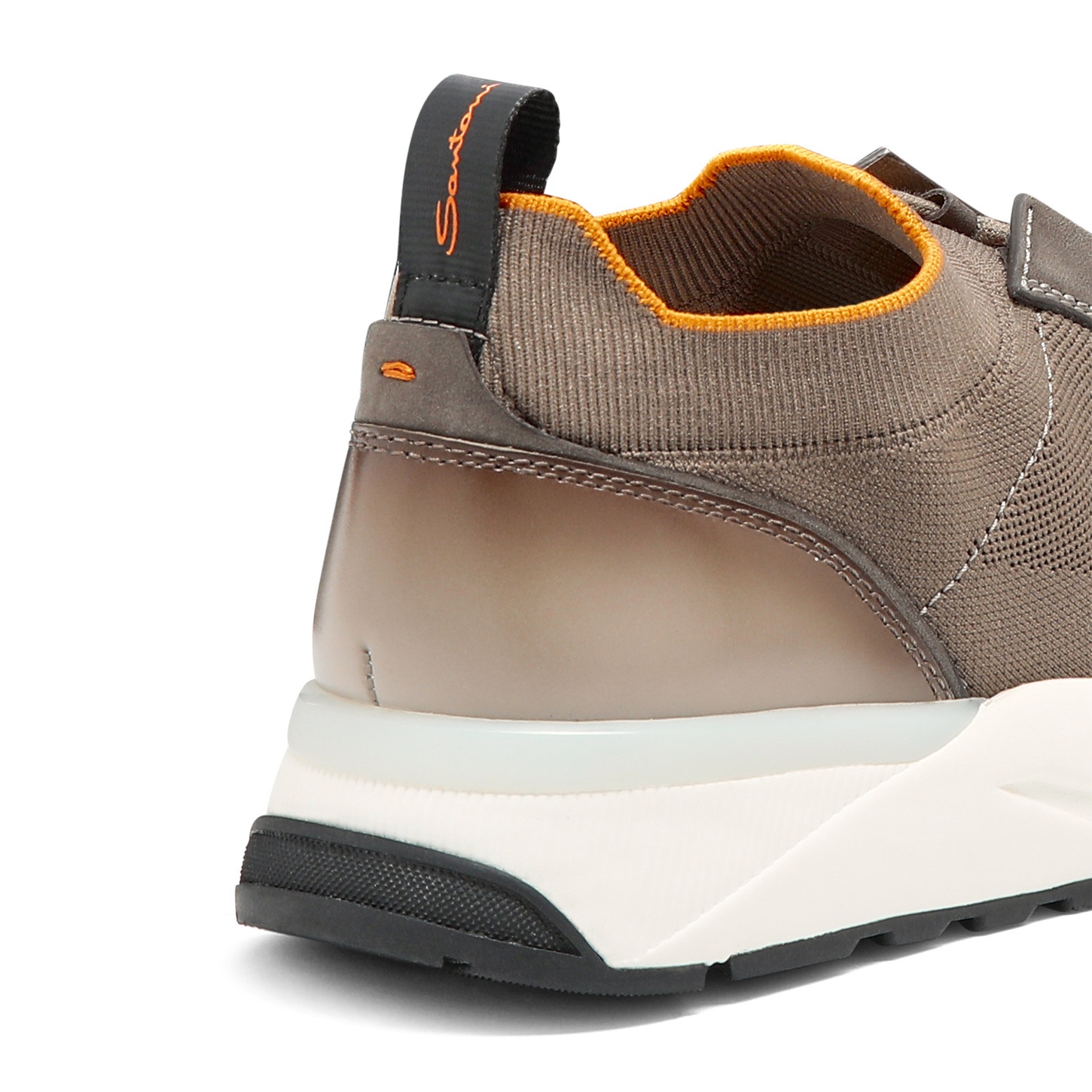 Men's beige stretch knit and leather sneaker - 5