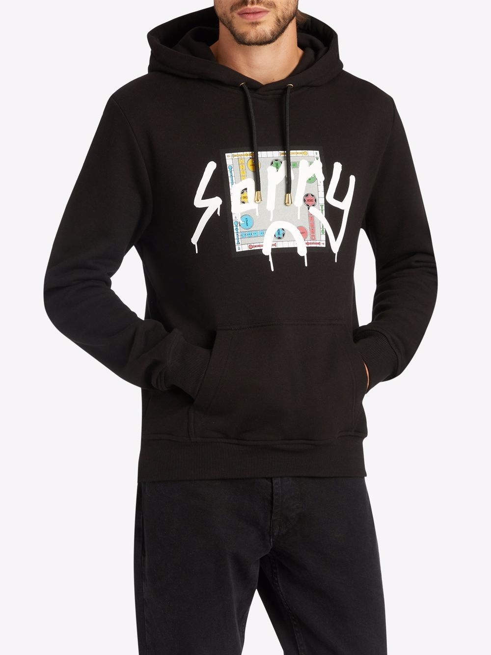 slogan-print cotton hoodie - 3