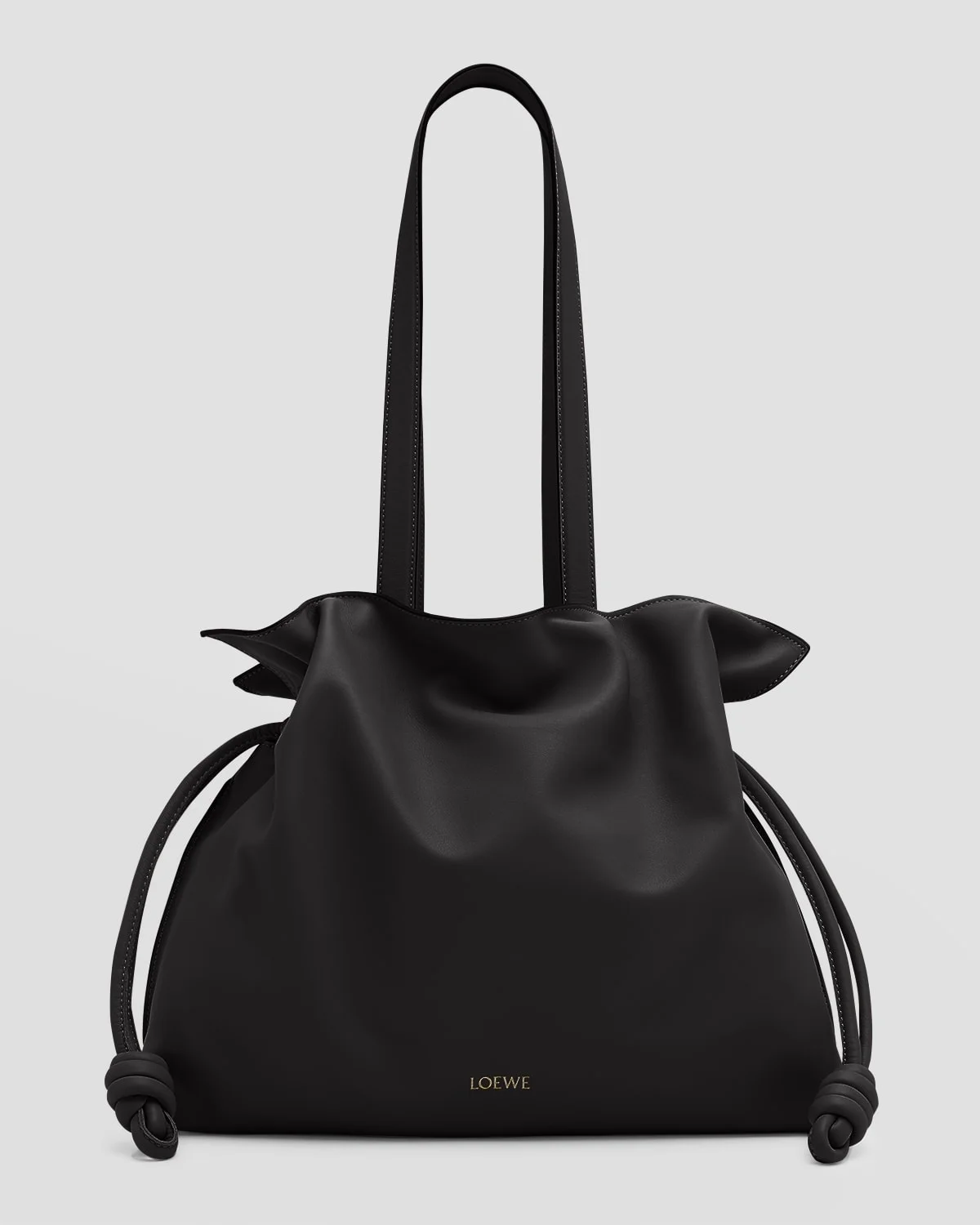 Flamenco Large Clutch Bag in Napa Leather with Golden Foil Anagram - 1