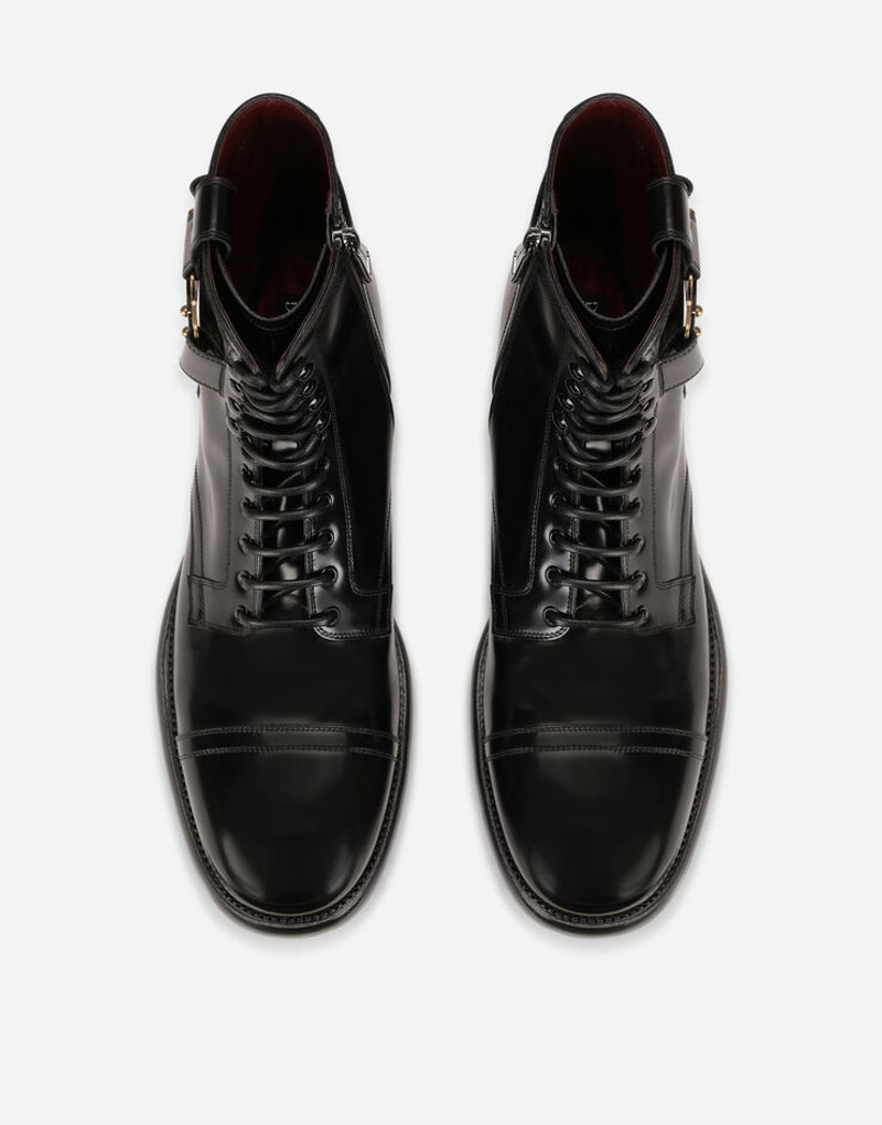 Brushed calfskin boots with branded plate 4