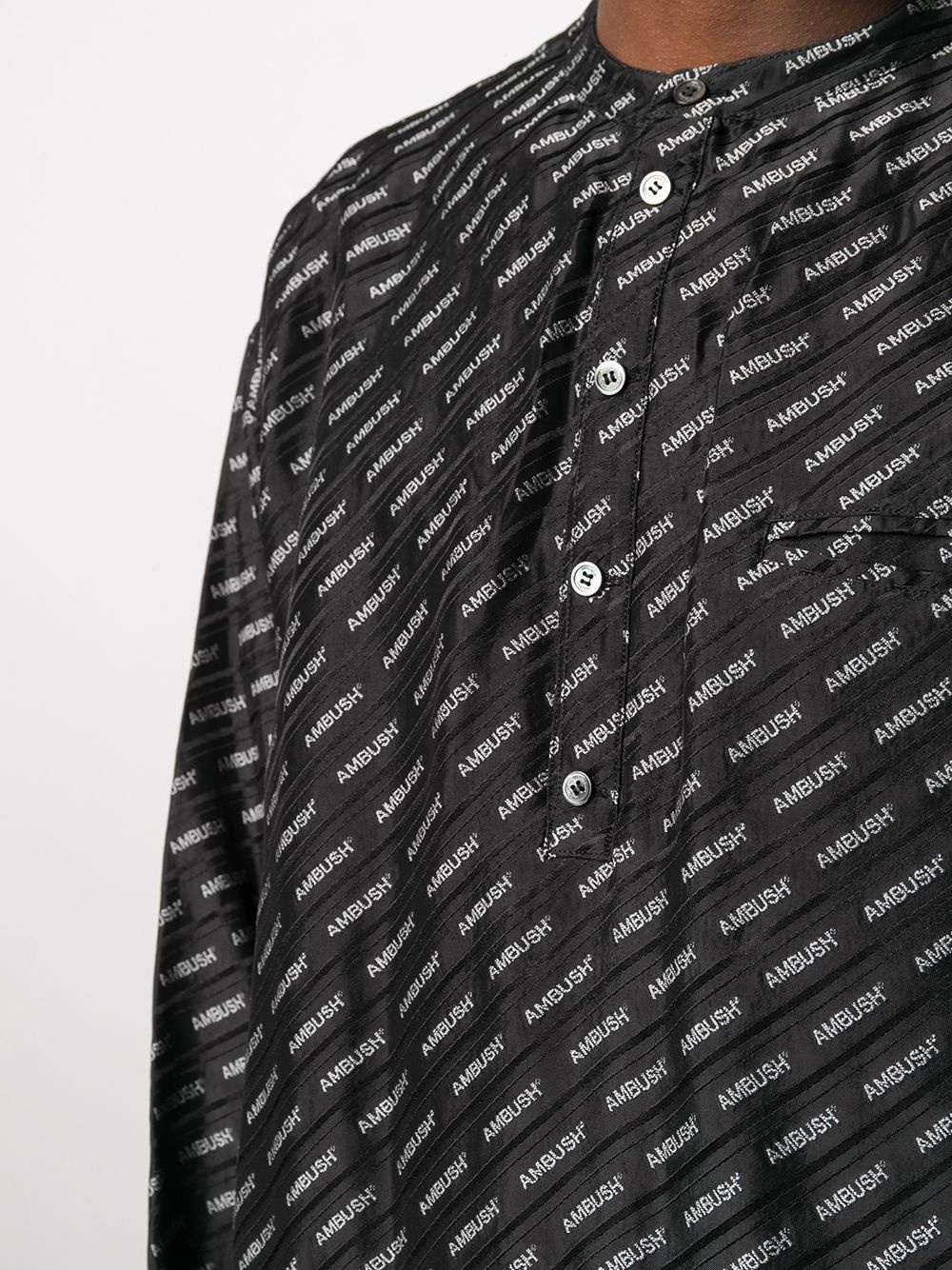 logo jacquard band-collar shirt - 5