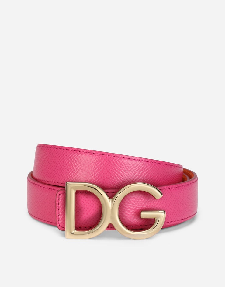 Reversible dauphine calfskin belt with DG logo - 1