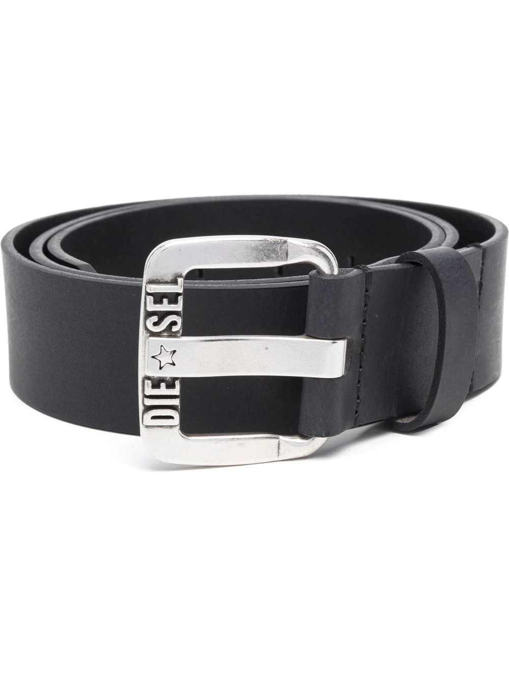 logo-buckle buffalo leather belt - 1