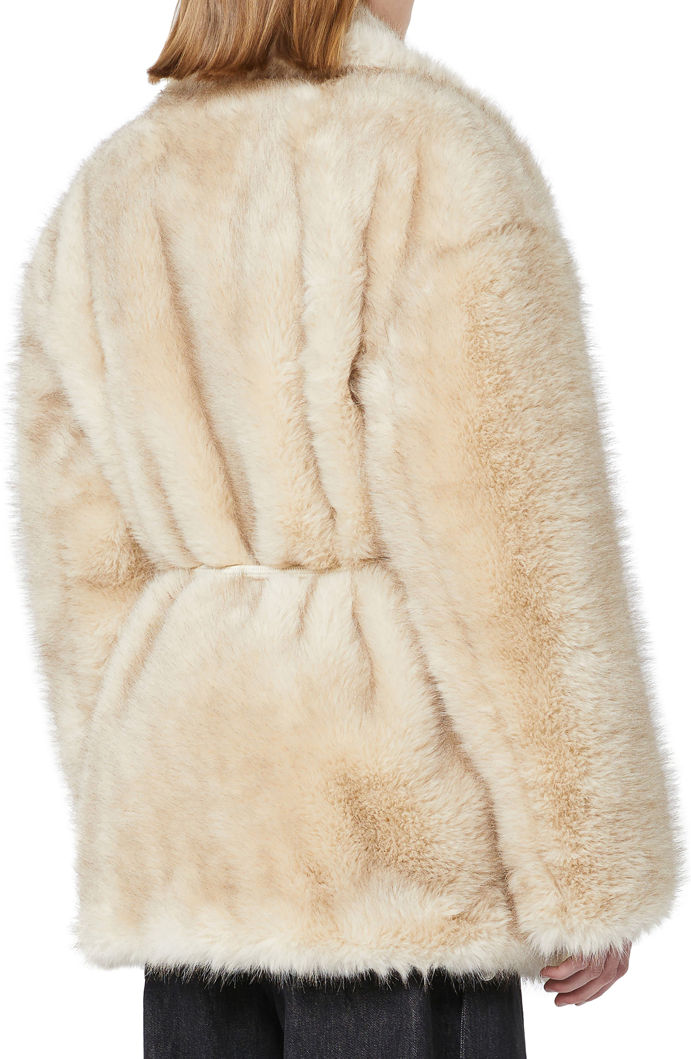 SPORTMAX Rosaria Faux Fur Belted Jacket in Beige at Nordstrom - 2