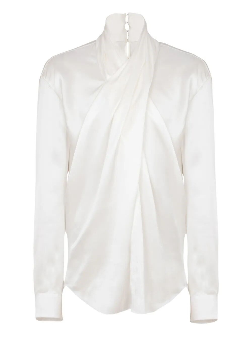 Introducing the 'CROSSED FLUID SILK SHIRT' by BALMAIN, a stunning piece in the shirt category that e - 1