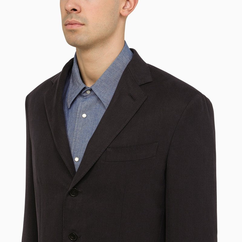 Loro Piana Single-Breasted Blue Linen Jacket Men - 4