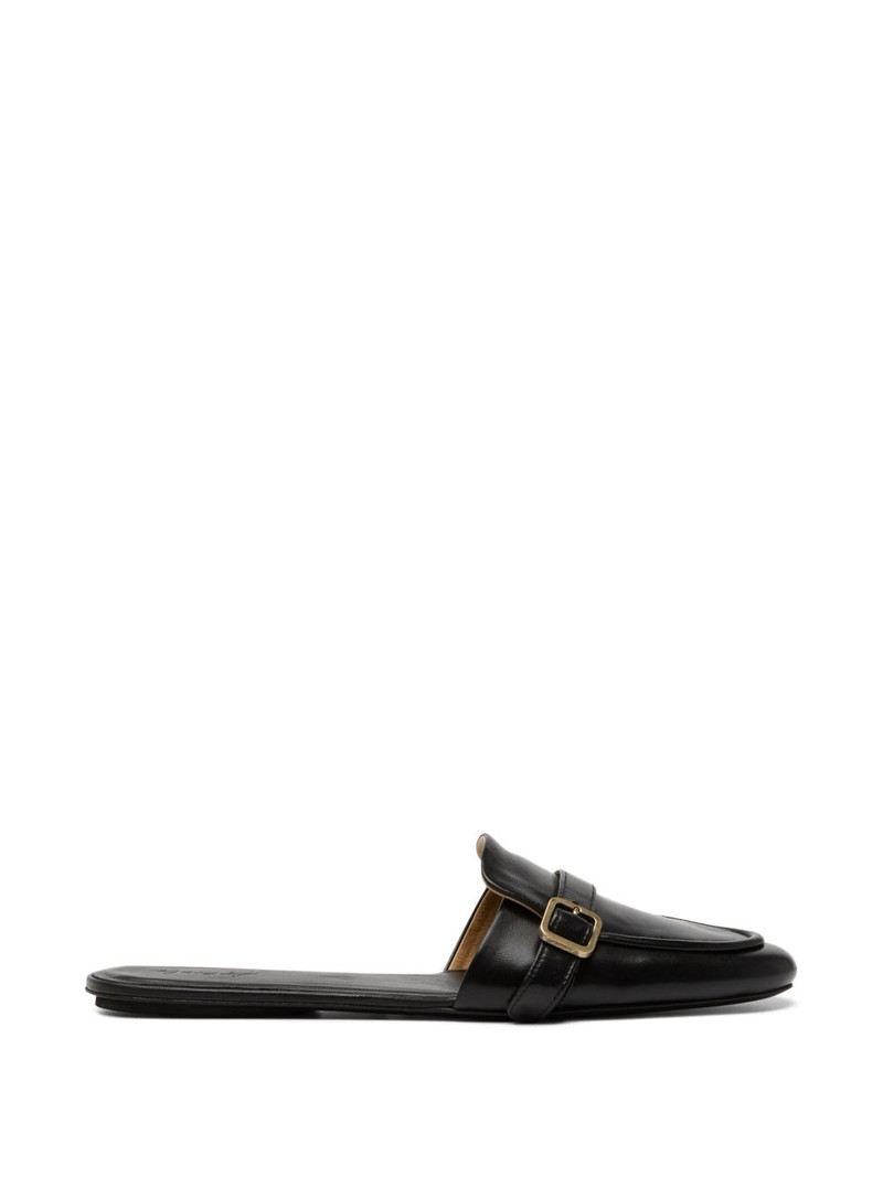 buckled flat mules 1