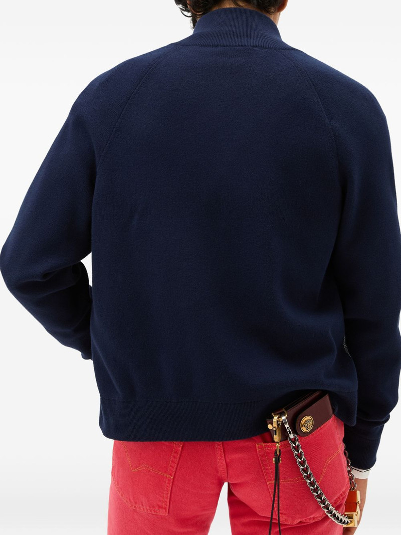 embroidered jacquard cotton knit zip sweatshirt 4