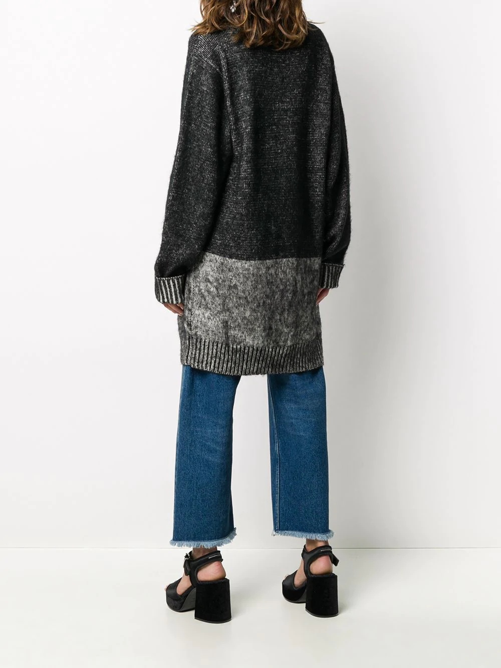 two-tone oversized cardigan - 4