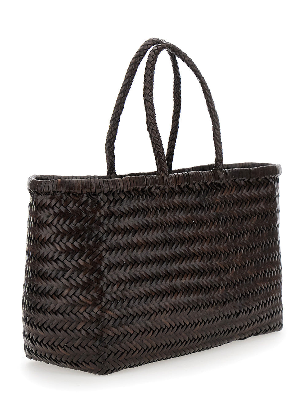 Dragon Diffusion Women 'Bamboo Triple Jump' Brown Tote Bag In Woven Leather Woman - 3
