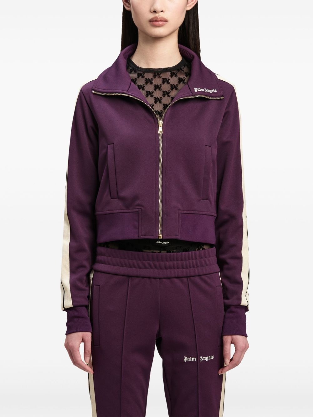 logo-embroidered cropped jacket - 3