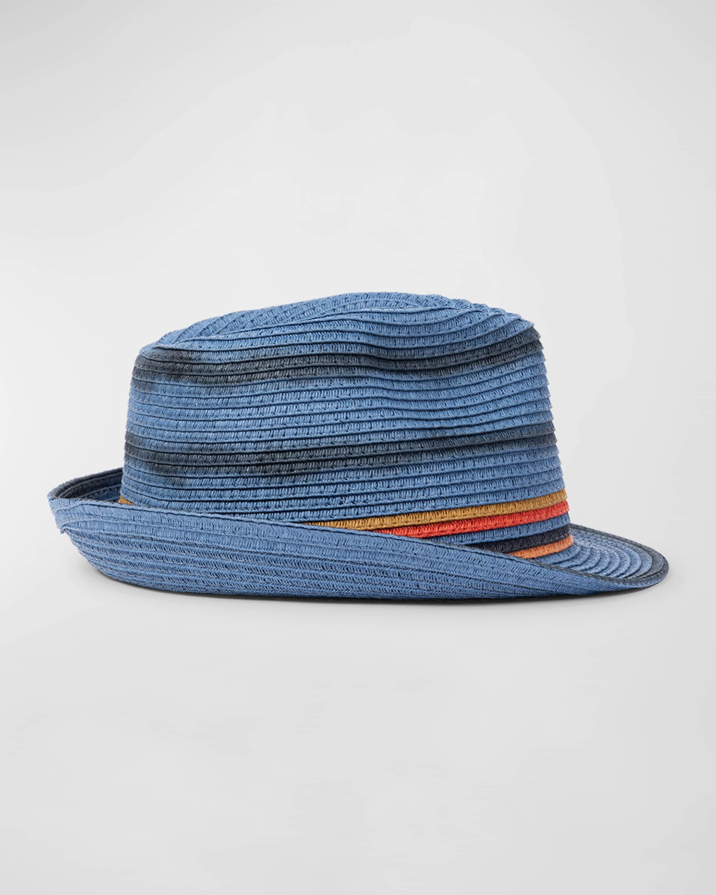 Men's Trilby Bright Stripe Straw Fedora Hat - 1
