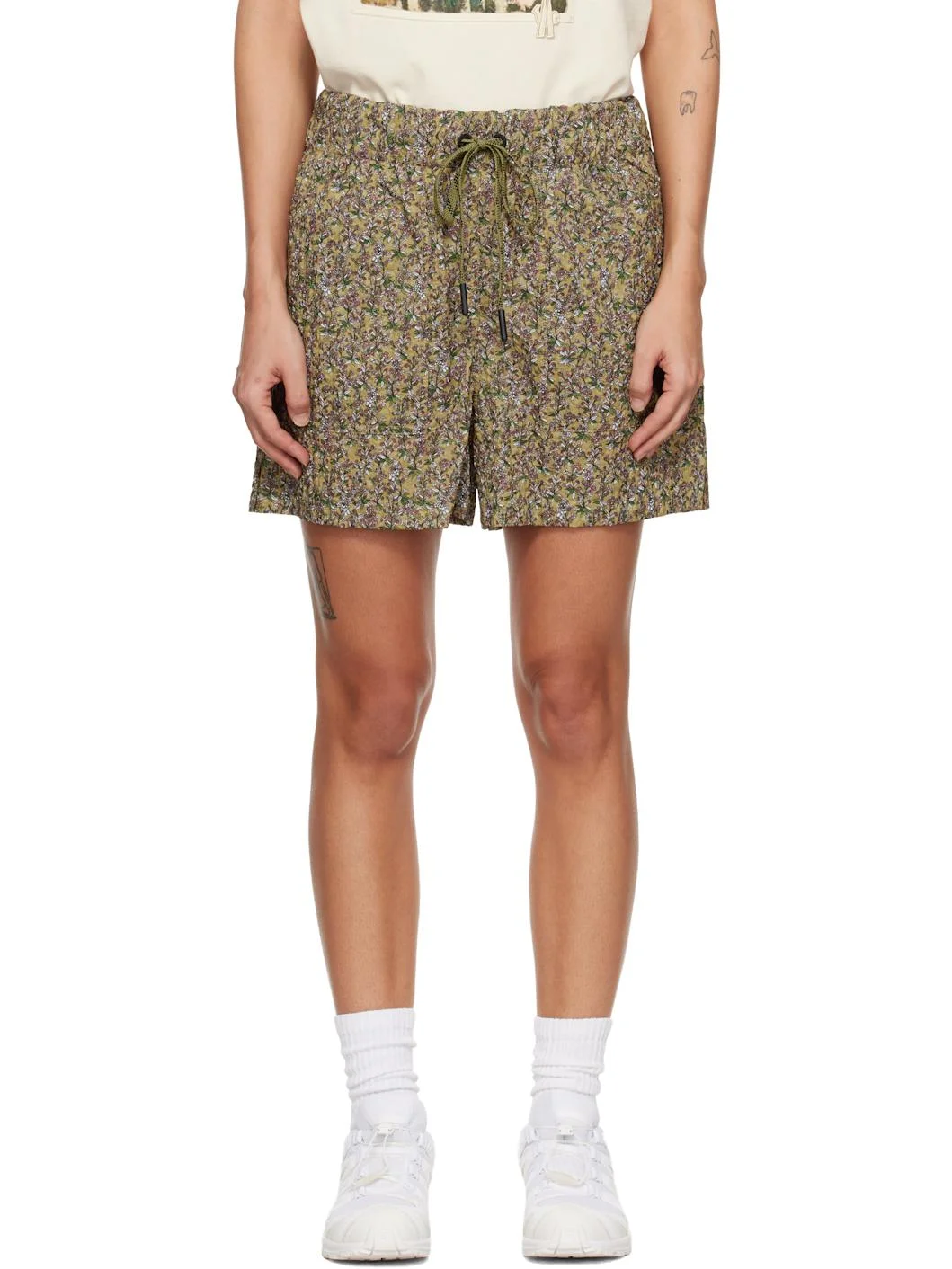 Khaki Floral Shorts - 1