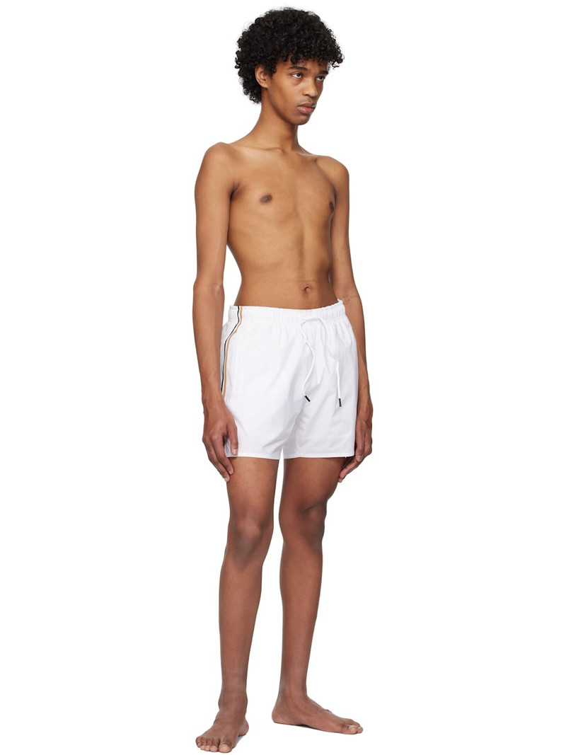 BOSS White Iconic Swim Shorts outlook