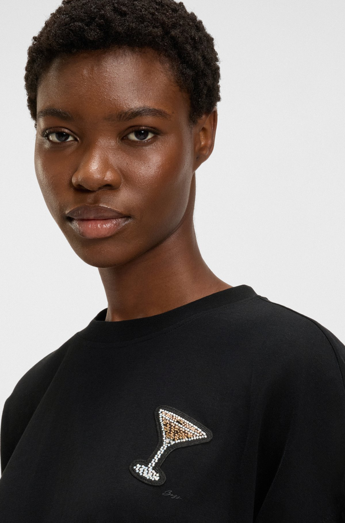 OVERSIZE-FIT COTTON T-SHIRT WITH CRYSTAL ARTWORK - 5