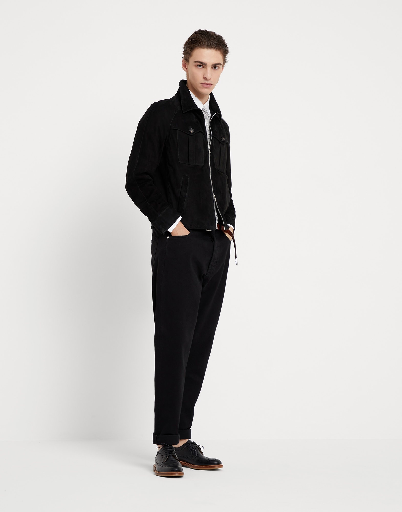 Garment-dyed iconic fit five-pocket trousers in slubbed denim - 4