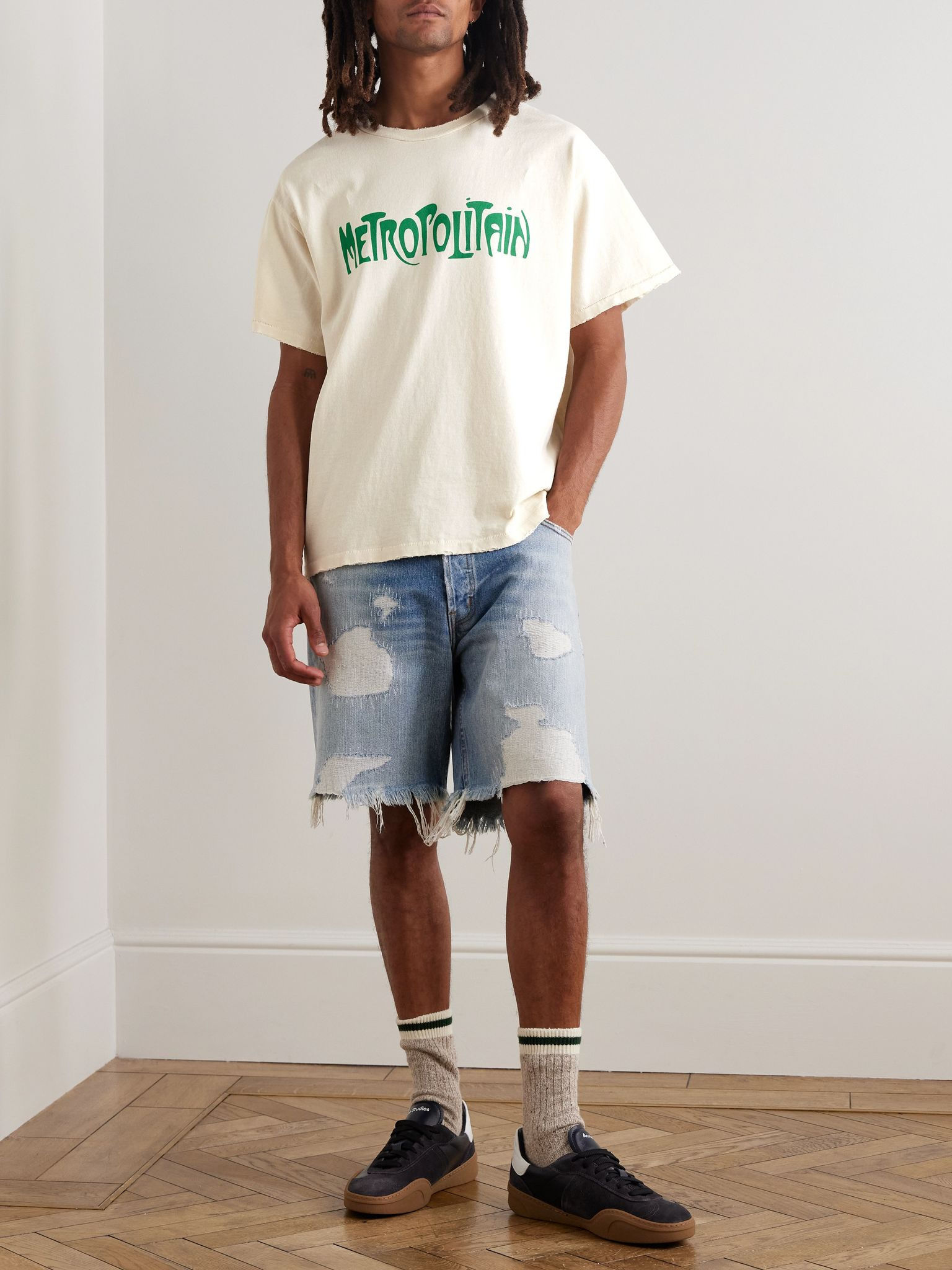 Self Title Printed Cotton-Jersey T-Shirt White - 2