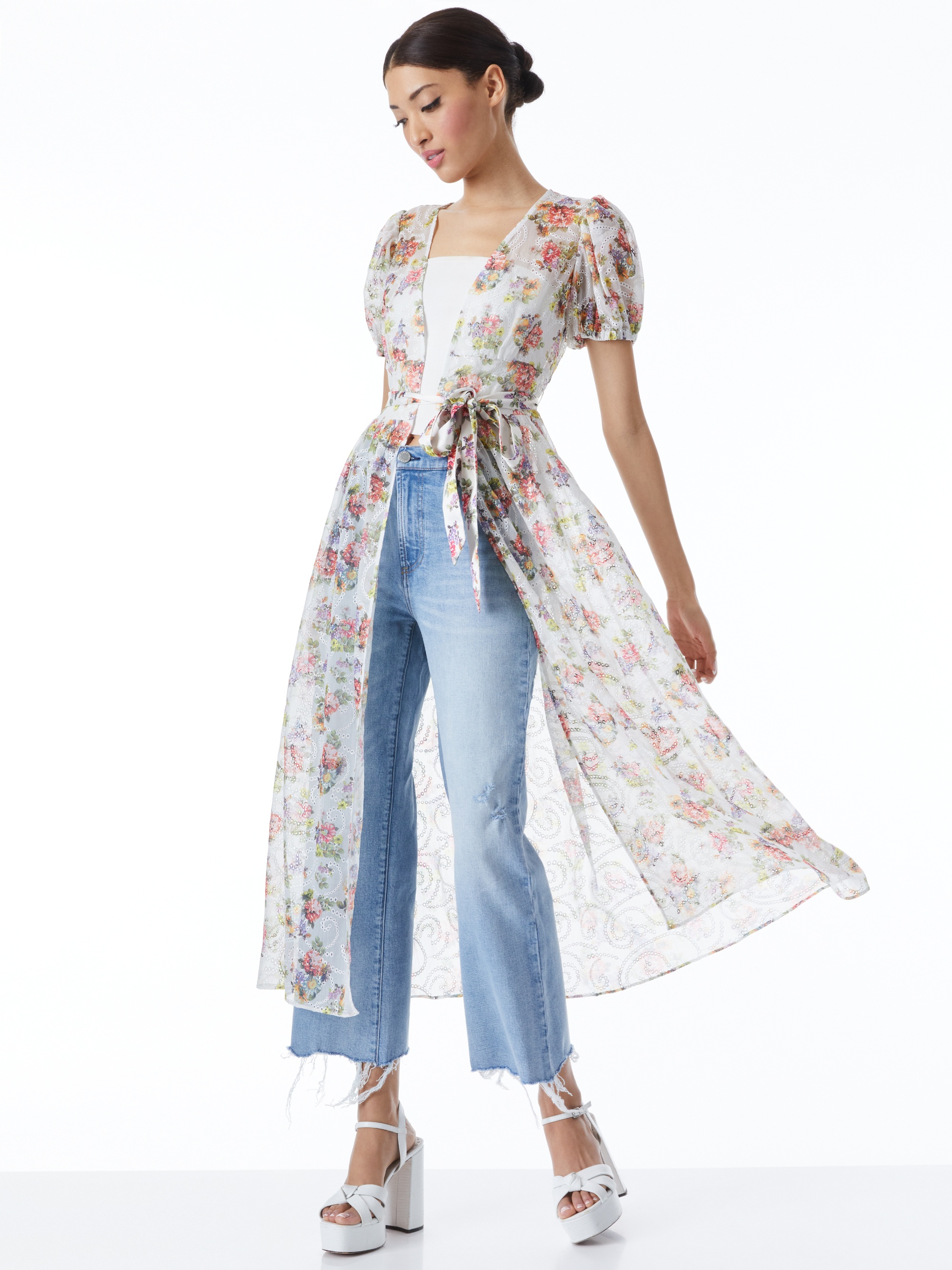 JESSAMY PUFF SLEEVE MAXI ROBE WITH BELT - 4