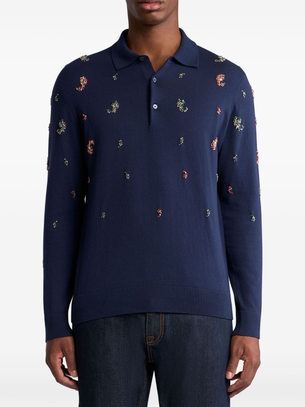 crystal-detailed mini paisley polo shirt - 2