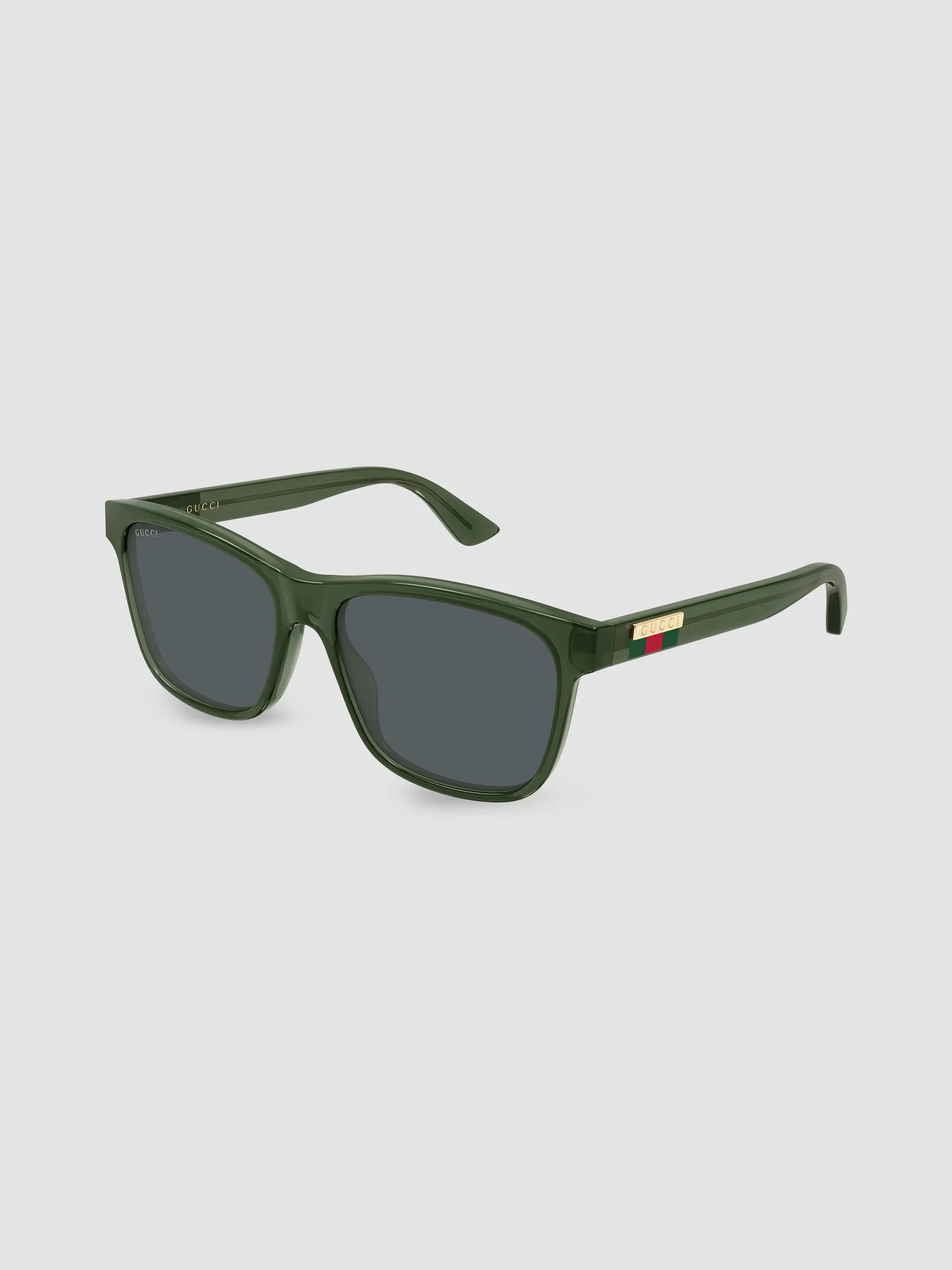 Men's Web Stripe 57MM Rectangular Sunglasses - Green - 1