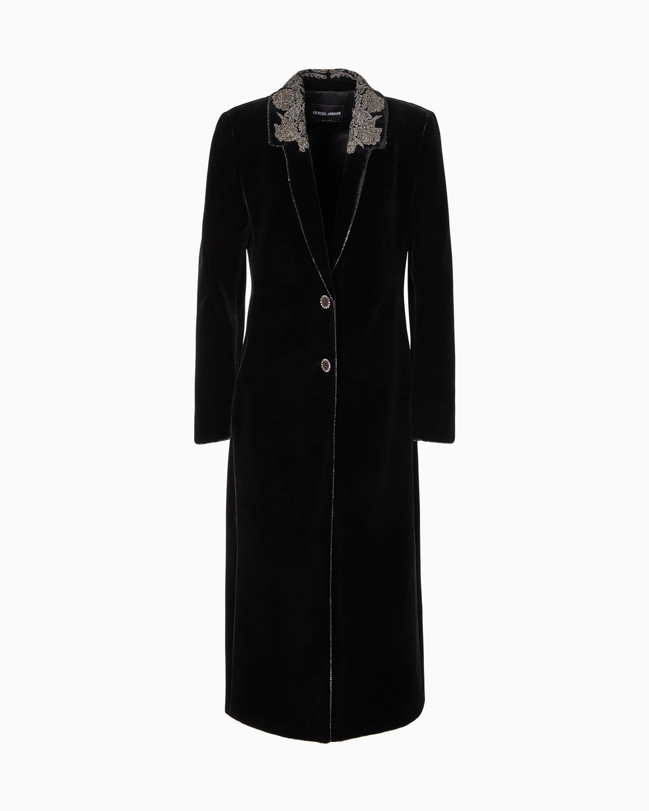 Single-breasted embroidered velvet coat - 1