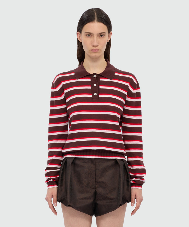 MSGM Horizontal striped knit polo. outlook