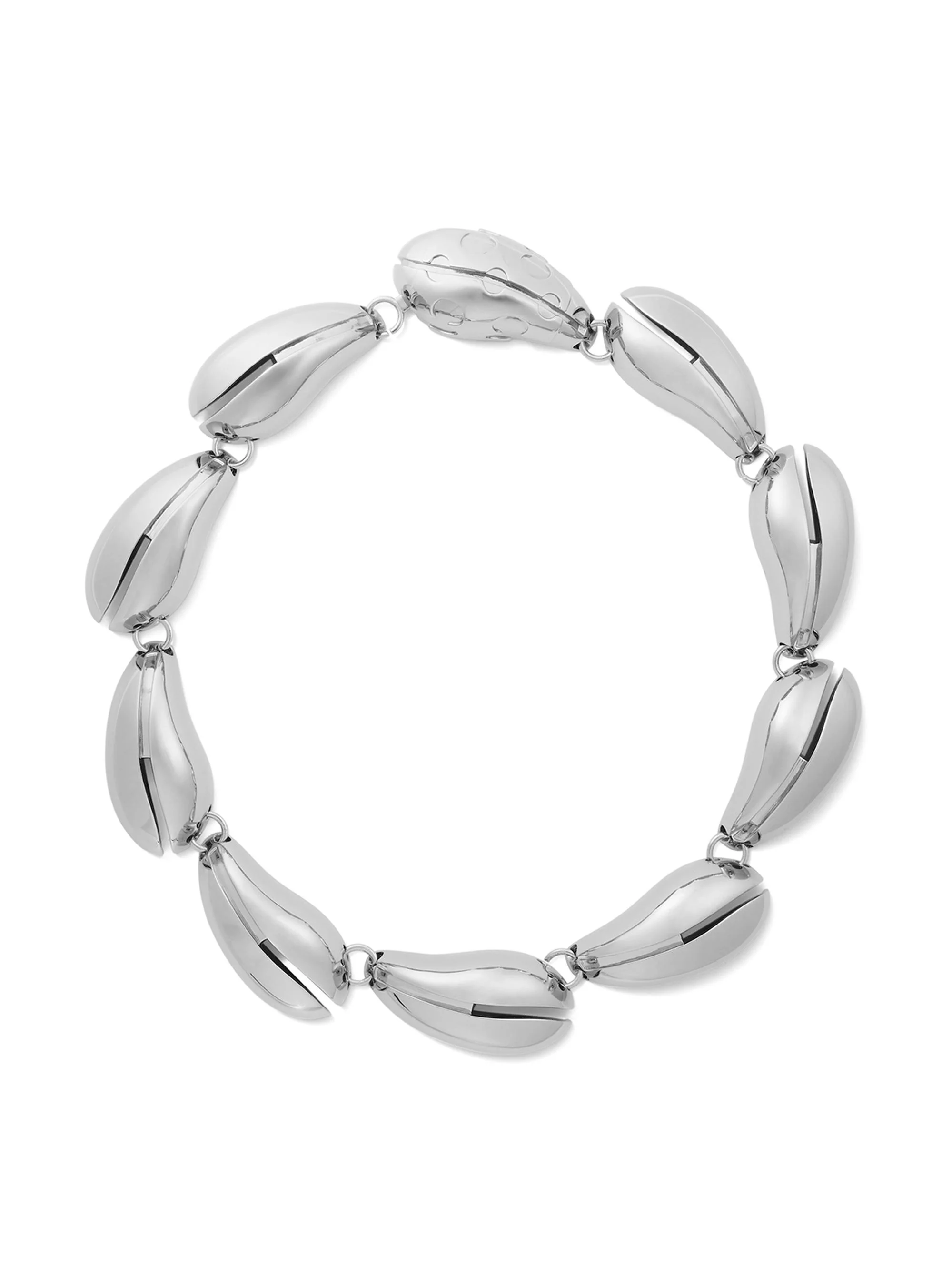 Women's Wave Silvertone Collar Necklace - Light Silver - 1