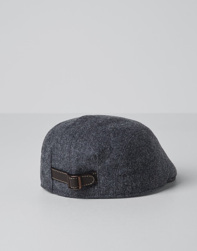 Brunello Cucinelli Virgin wool flannel flat cap with embroidered logo outlook