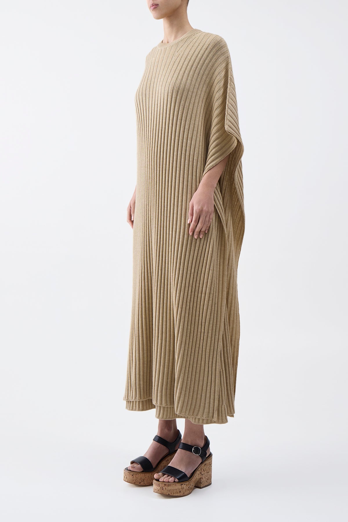 Taos Knit Poncho in Hay Merino Wool Cashmere - 3