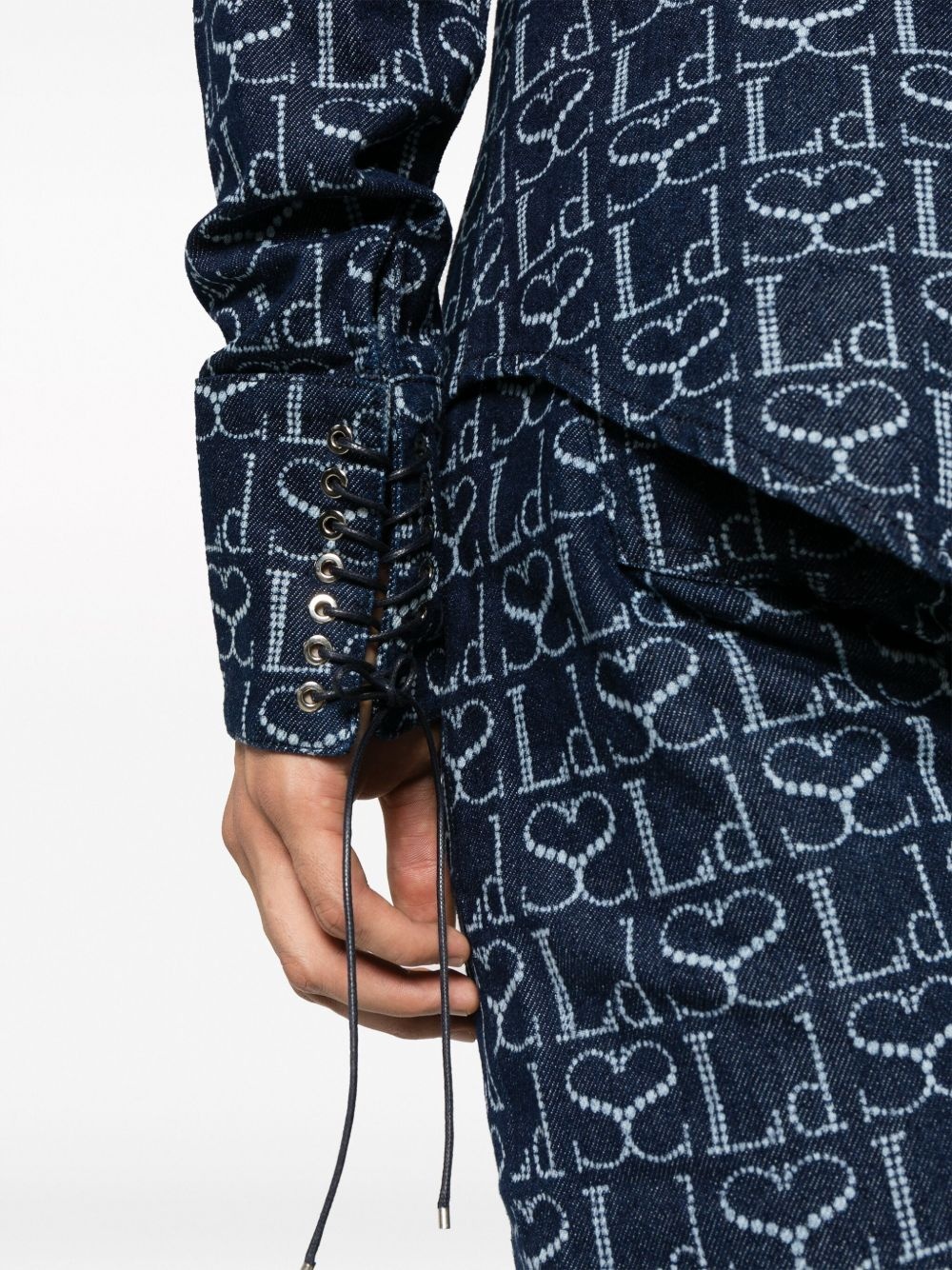 monogram-print logo-patch shirt - 6