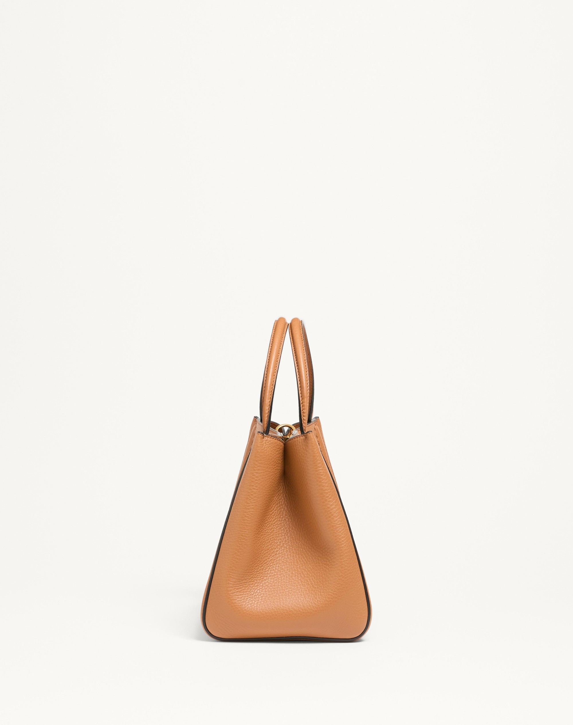 VALENTINO GARAVANI ALLTIME MEDIUM HANDBAG IN GRAINY CALFSKIN WITH JACQUARD RIBBON SHOULDER STRAP - 4