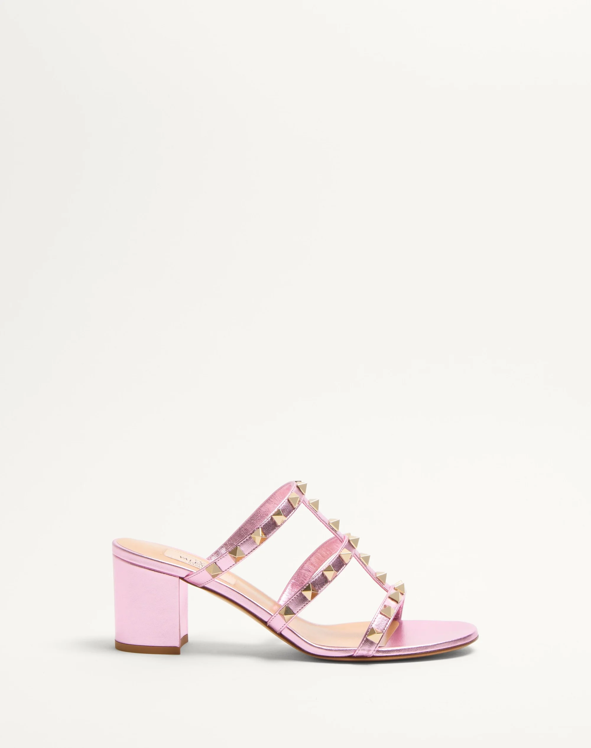 ROCKSTUD SLIDE SANDAL IN LAMINATED NAPPA 60MM - 1