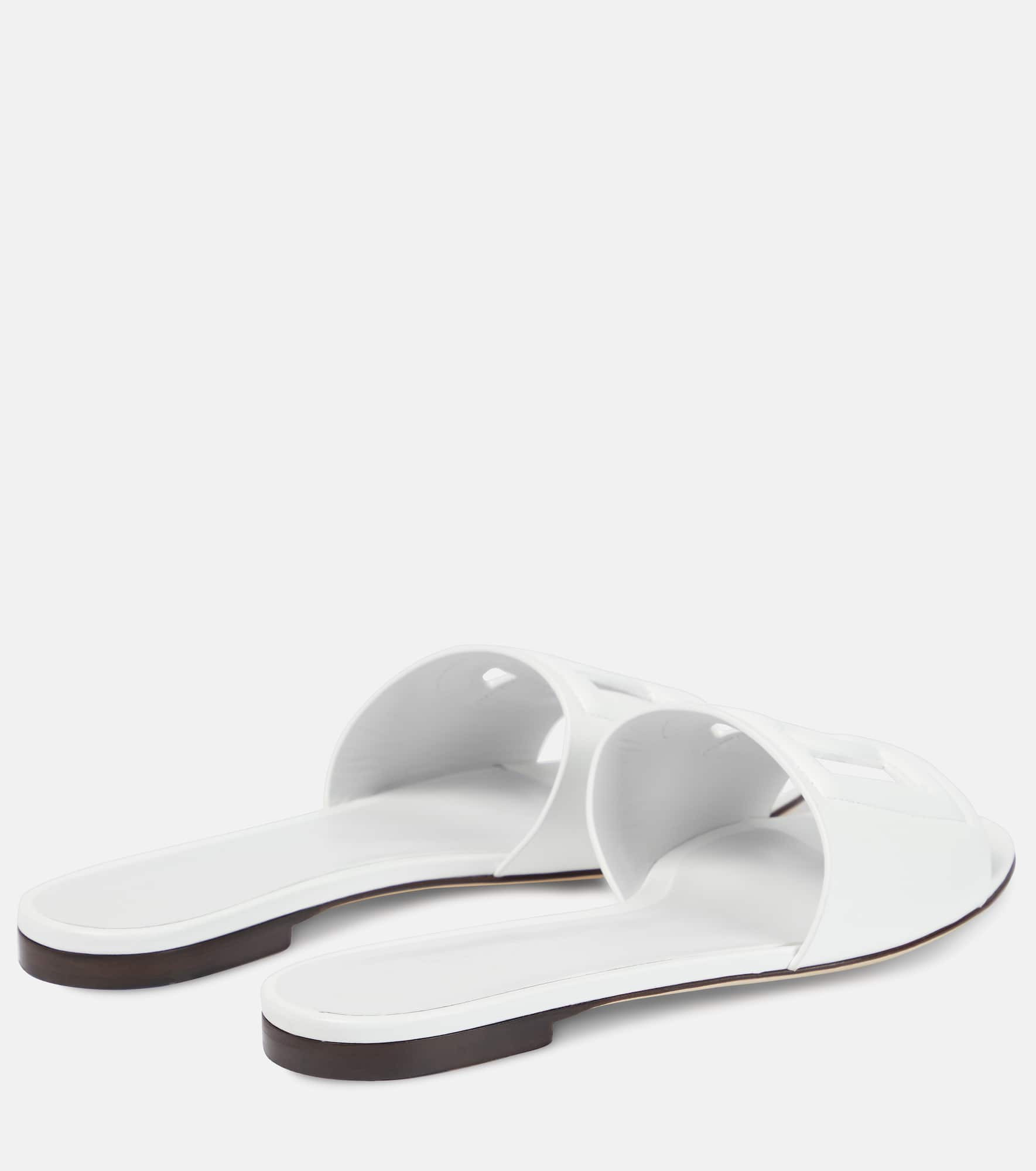 Logo cutout leather slides - 3
