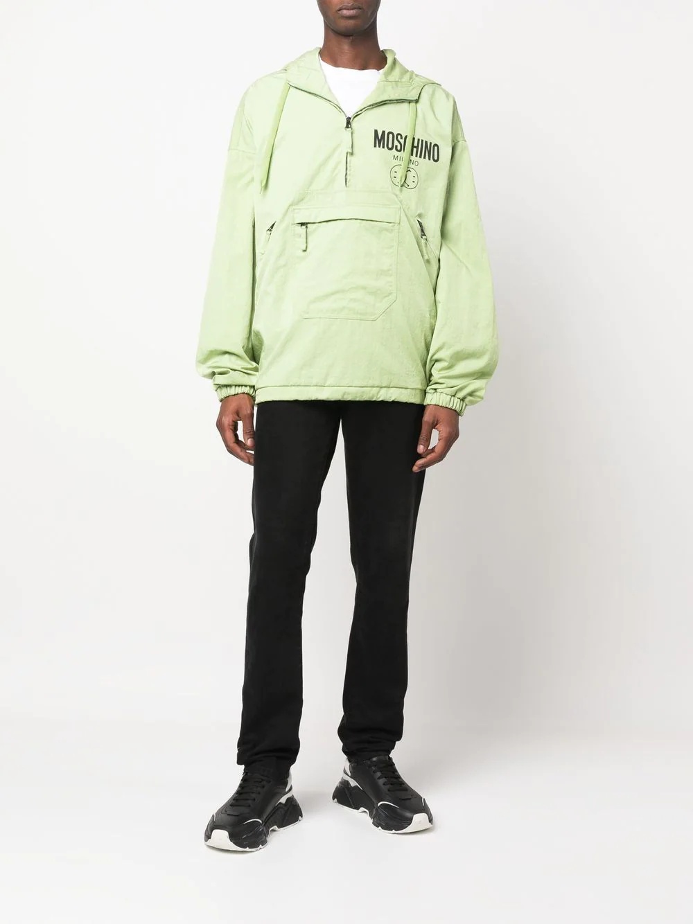 logo-print half-zip windbreaker - 2