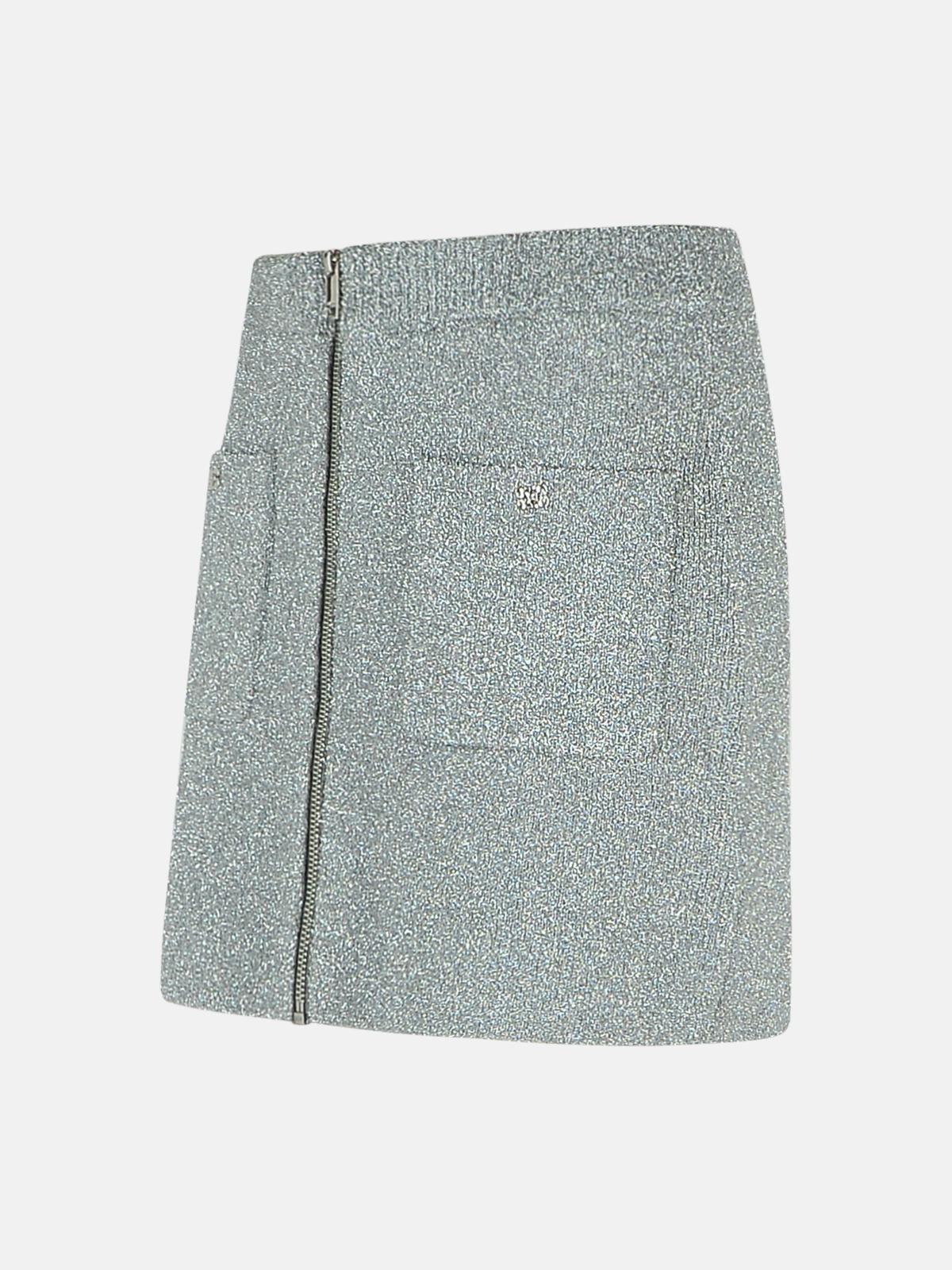 'SPARKLE' SILVER WOOL BLEND MINISKIRT - 2