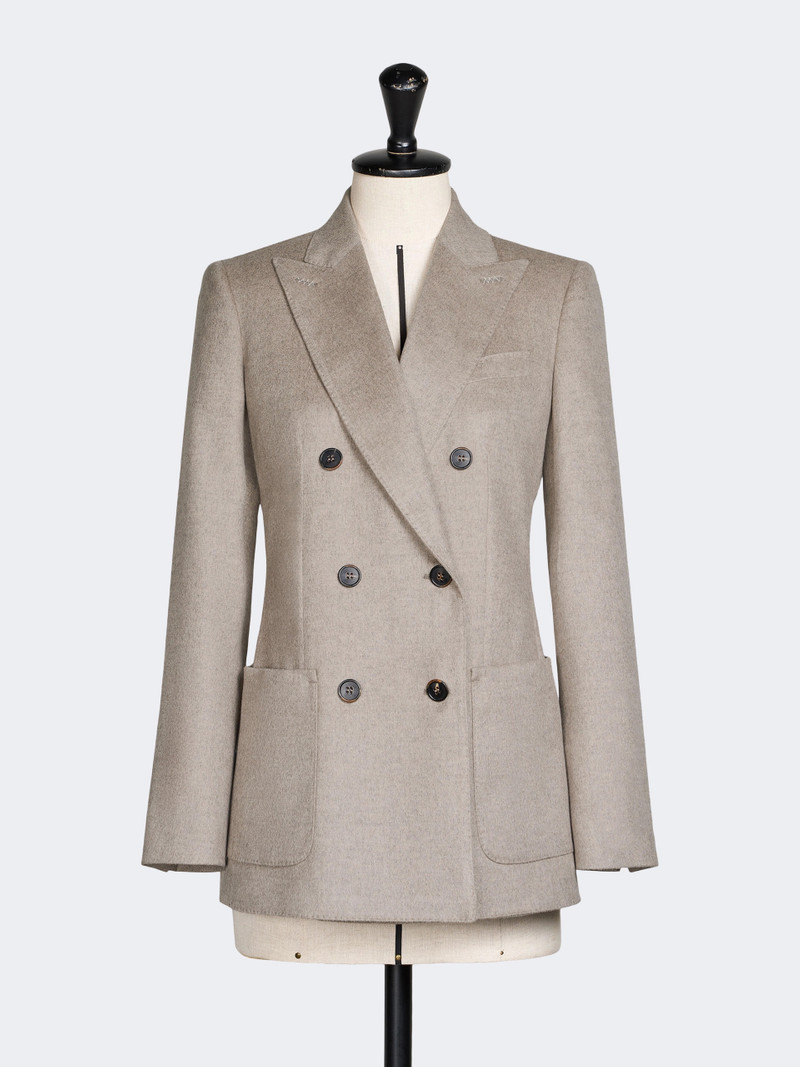 FLASH Double-breasted silk and cashmere blazer - SAND 1