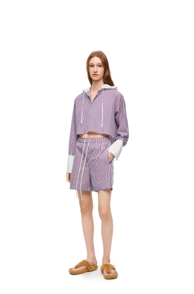 Loewe Cropped hooded shirt in striped cotton outlook