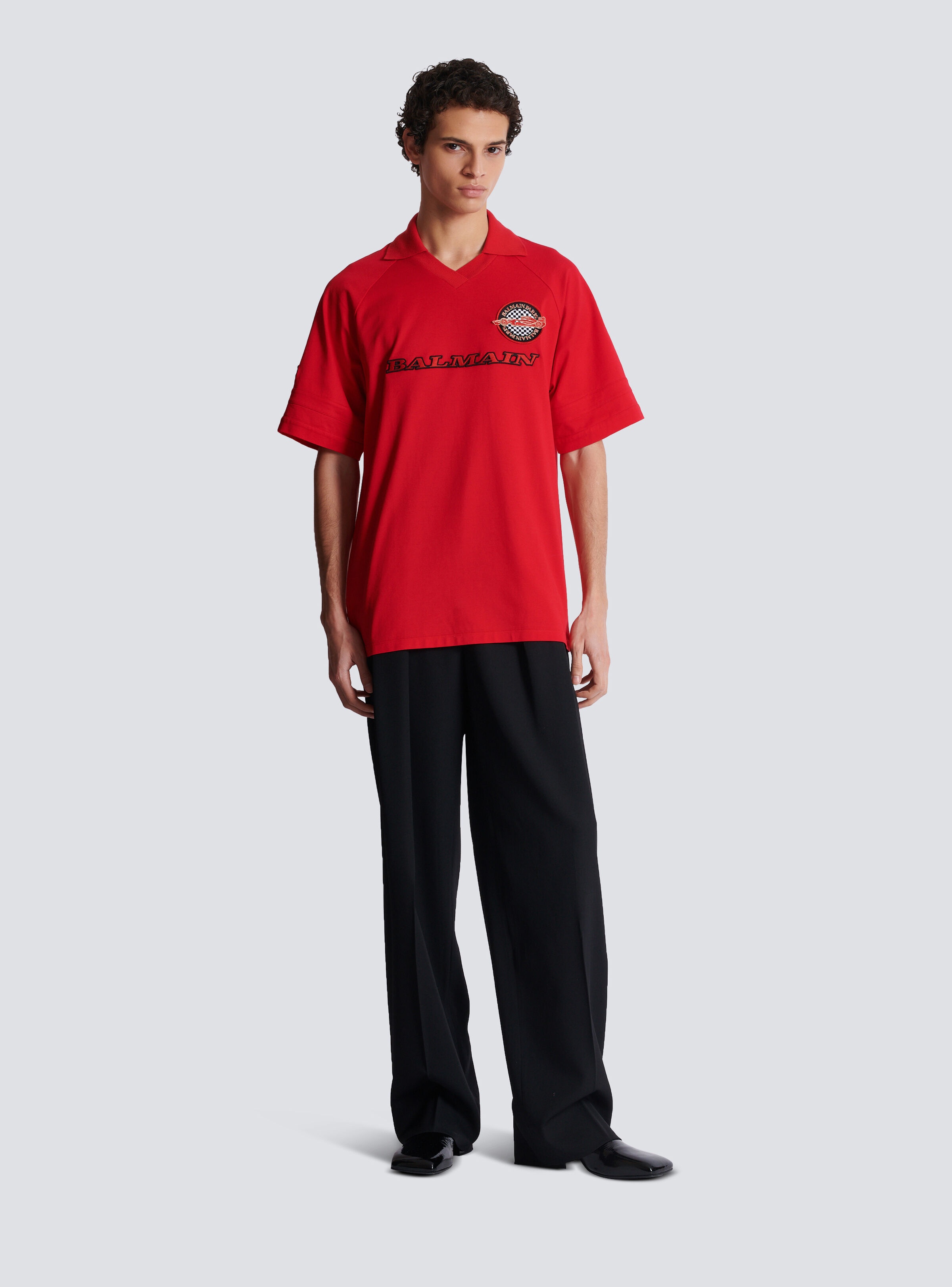 Cotton piqué polo shirt with Balmain Racing embroidery - 2