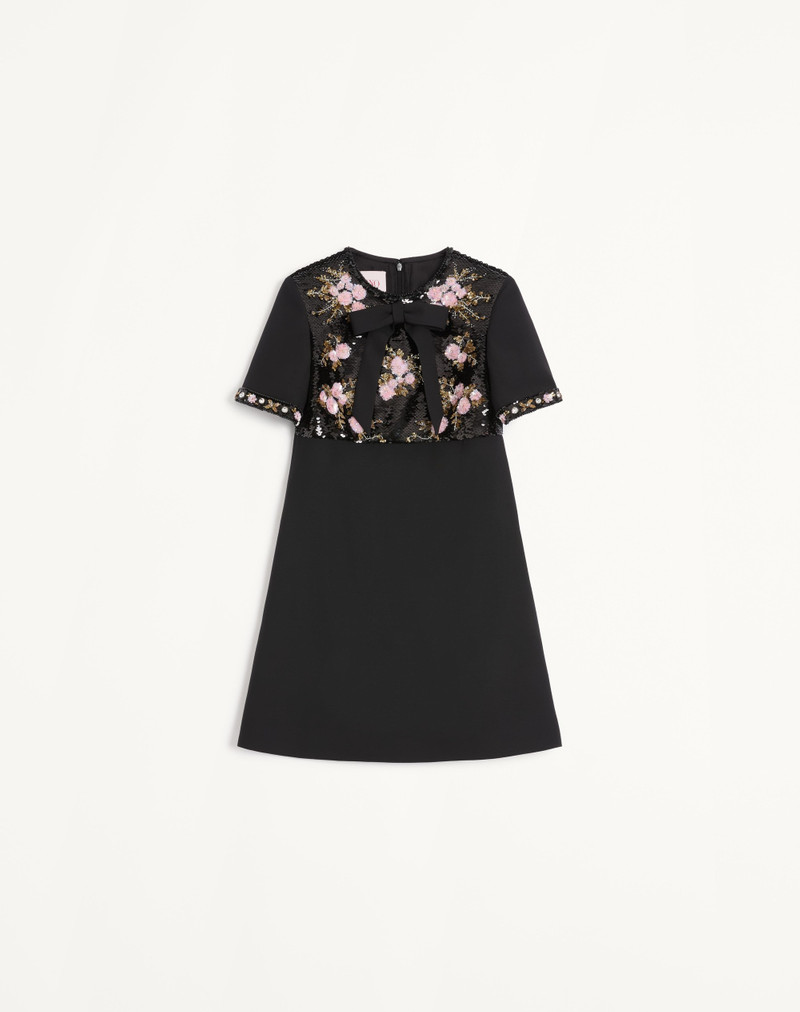 embroidered crepe couture short dress Valentino Garavani Embroidered Crepe Couture Short Dress | Neutrals