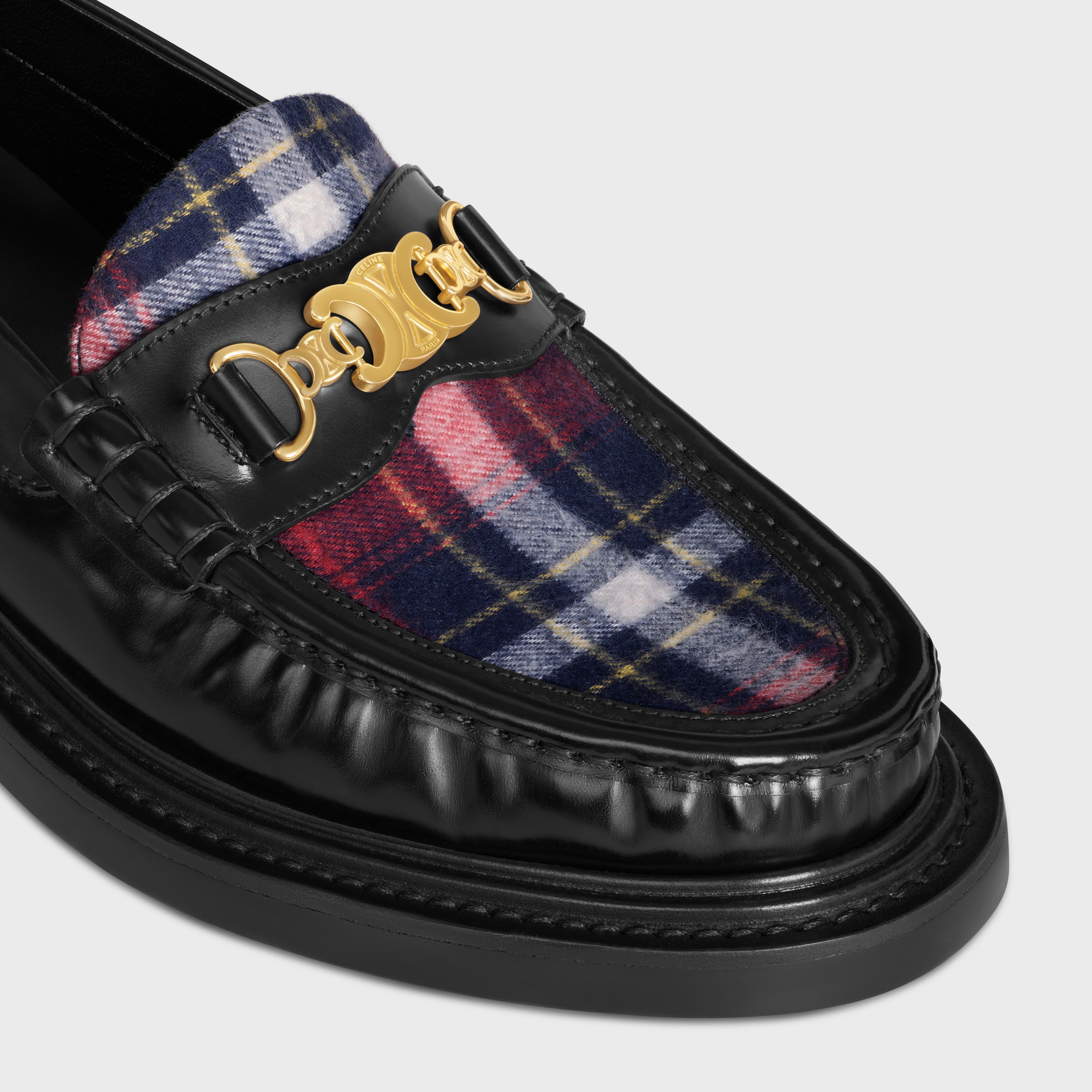 CELINE UNIVERSITÉ TRIOMPHE CHAIN LOAFER in POLISHED BULL AND TARTAN - 4