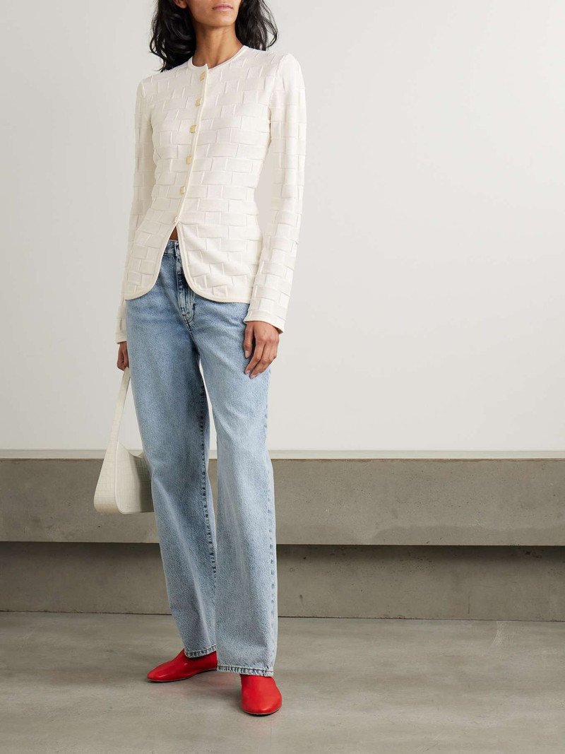 TOVE Uma checked jacquard-knit cardigan outlook
