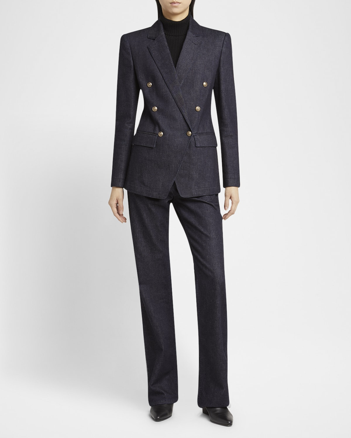 Cotton-Cashmere Denim Straight-Leg Trousers - 2