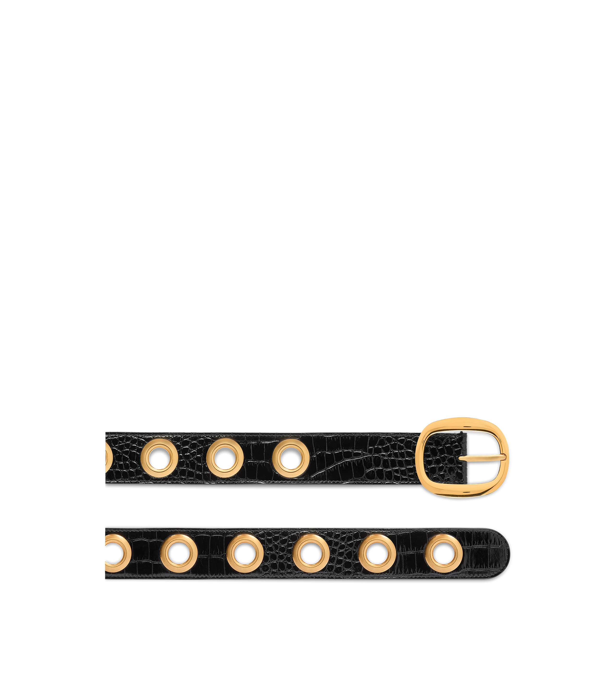 SHINY STAMPED CROCODILE LEATHER URSULA BELT - 2
