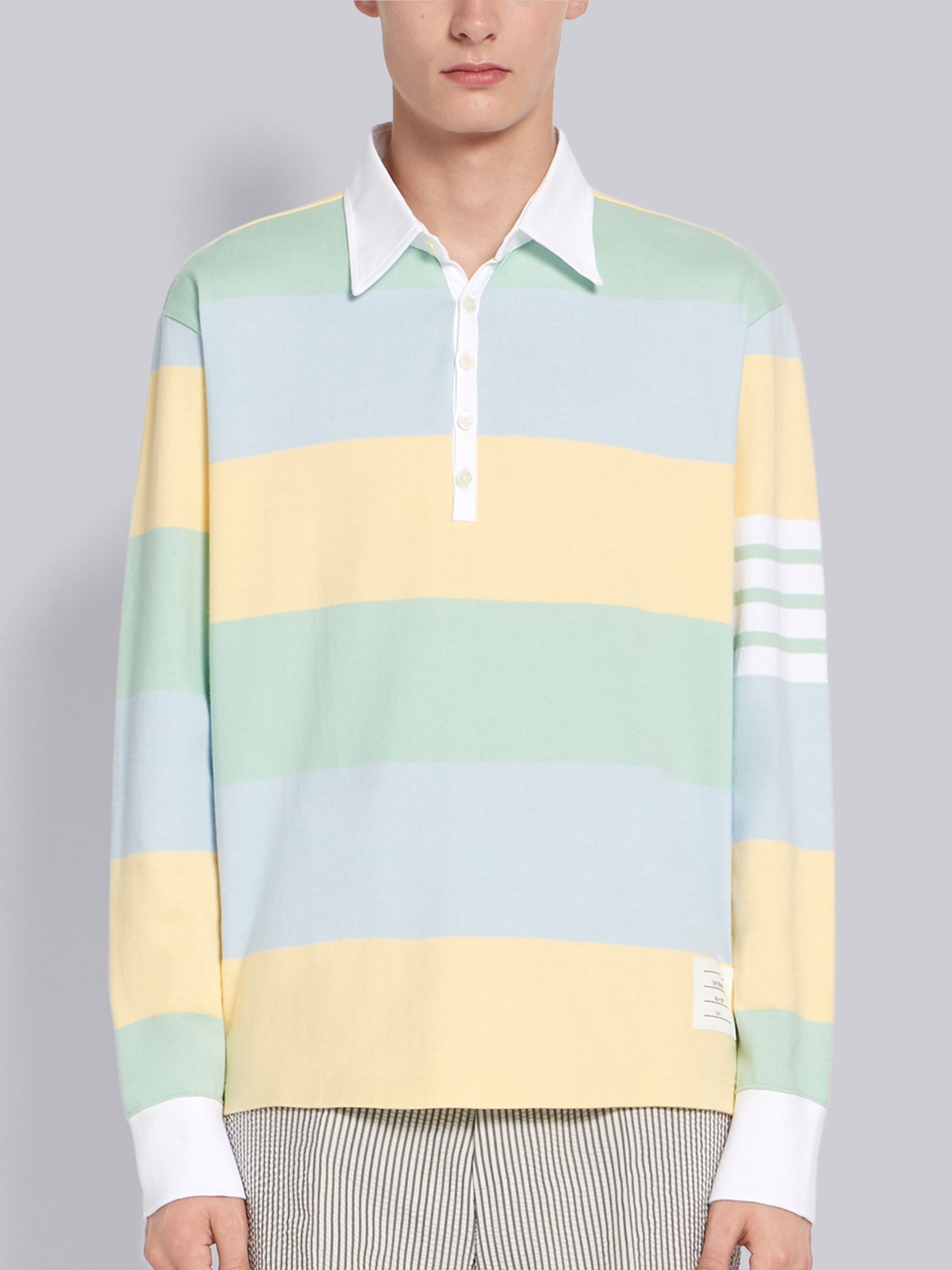 Fun-Mix Long Sleeve 4-Bar Stripe Polo - 1