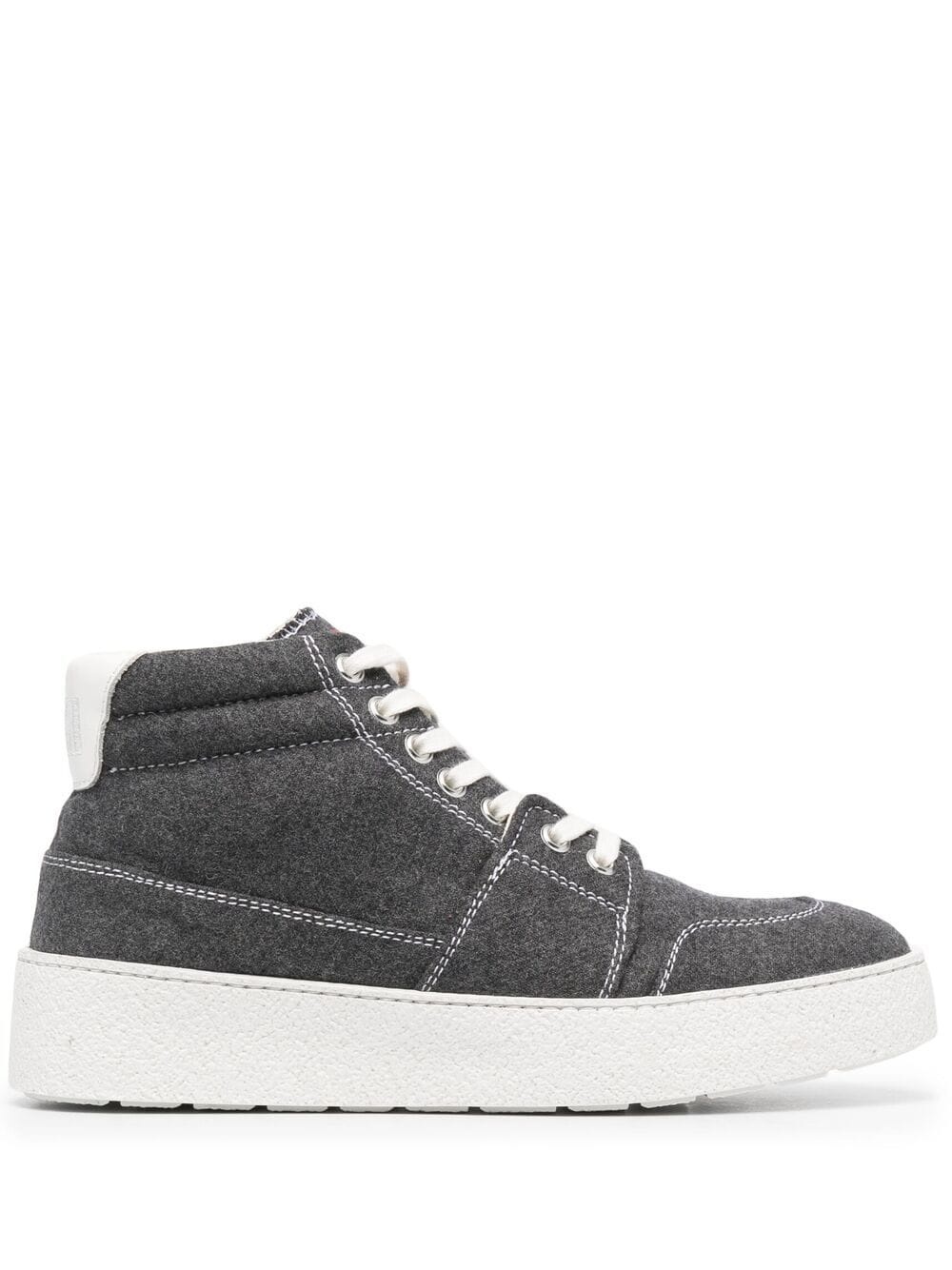 high top leather-trimmed sneakers - 1