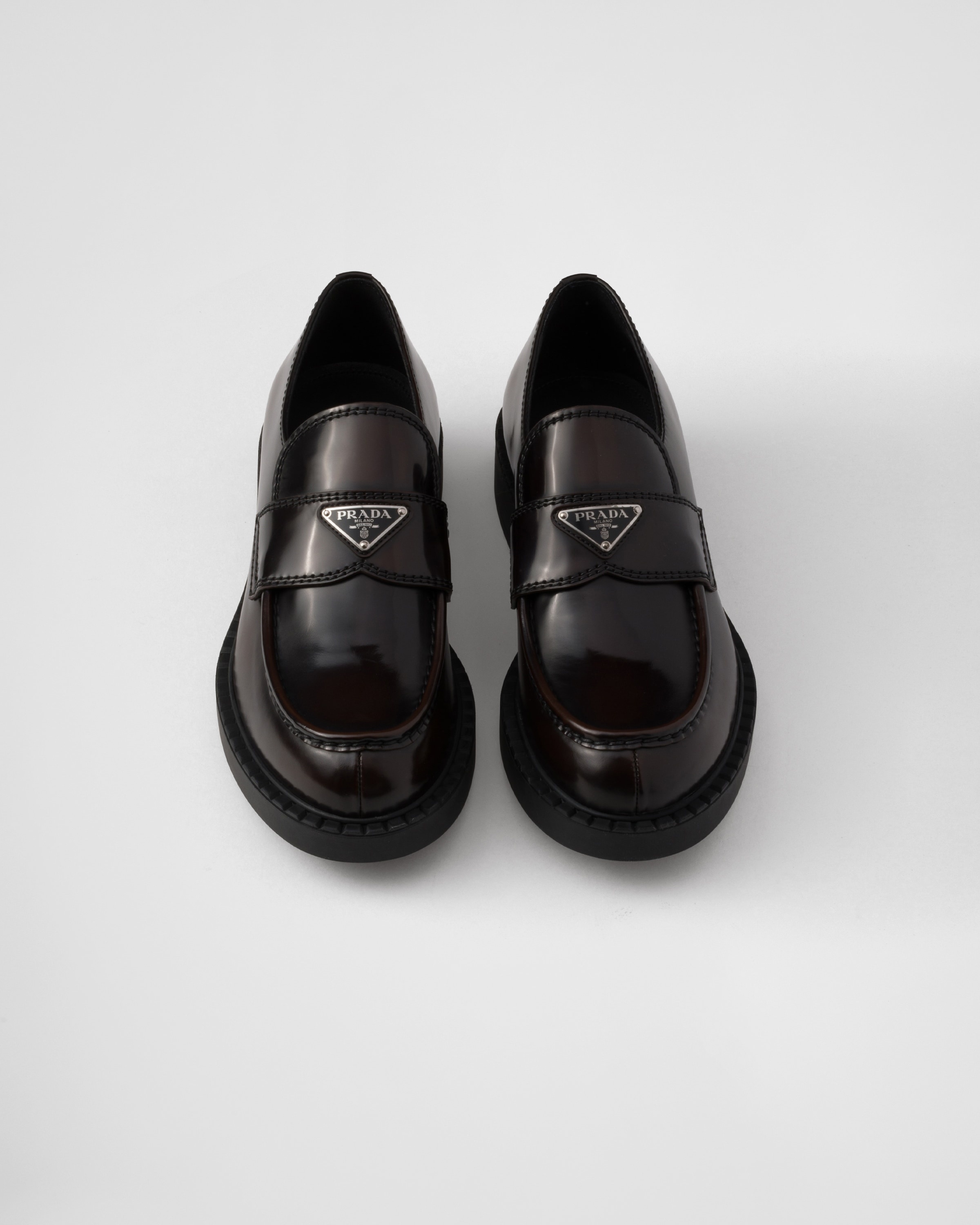 Chocolate brushed leather loafers - 4
