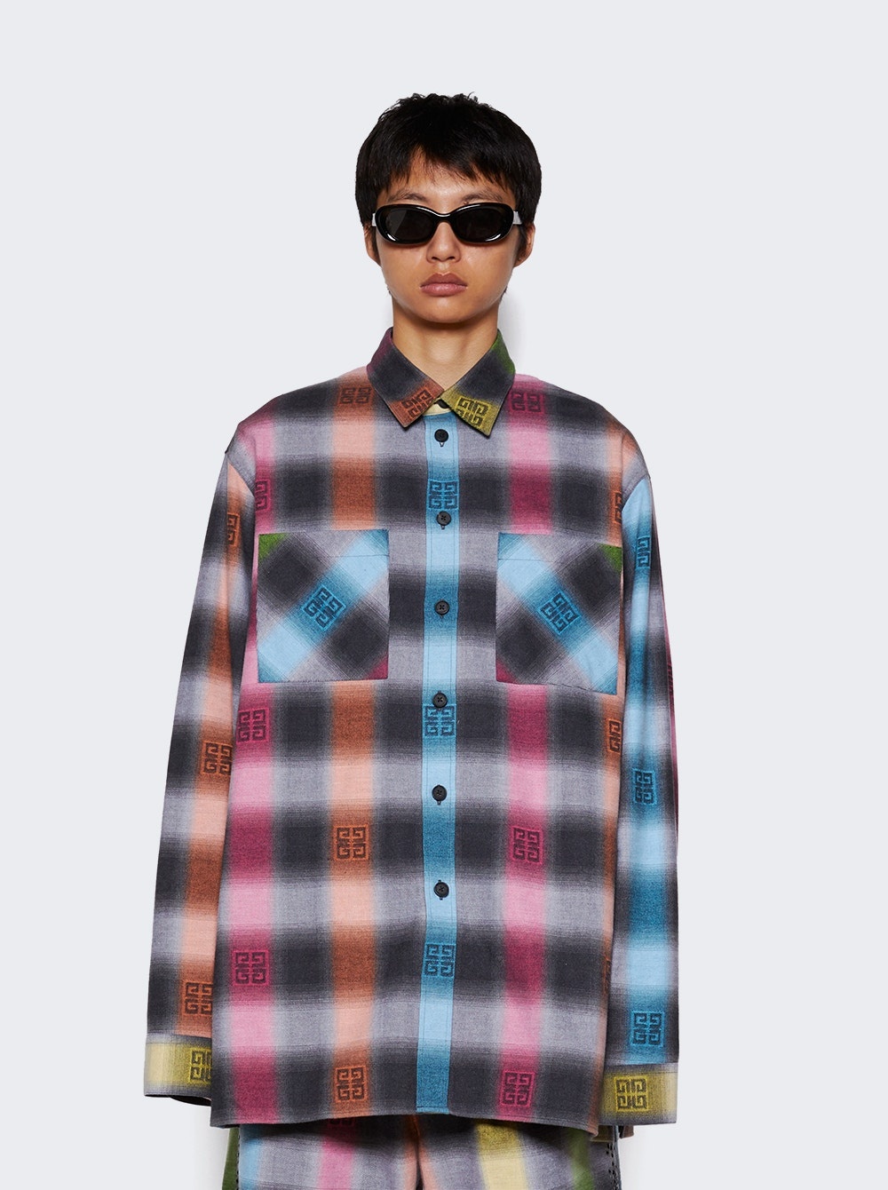 Oversized Shirt With Chest Pockets Multicolored - 3