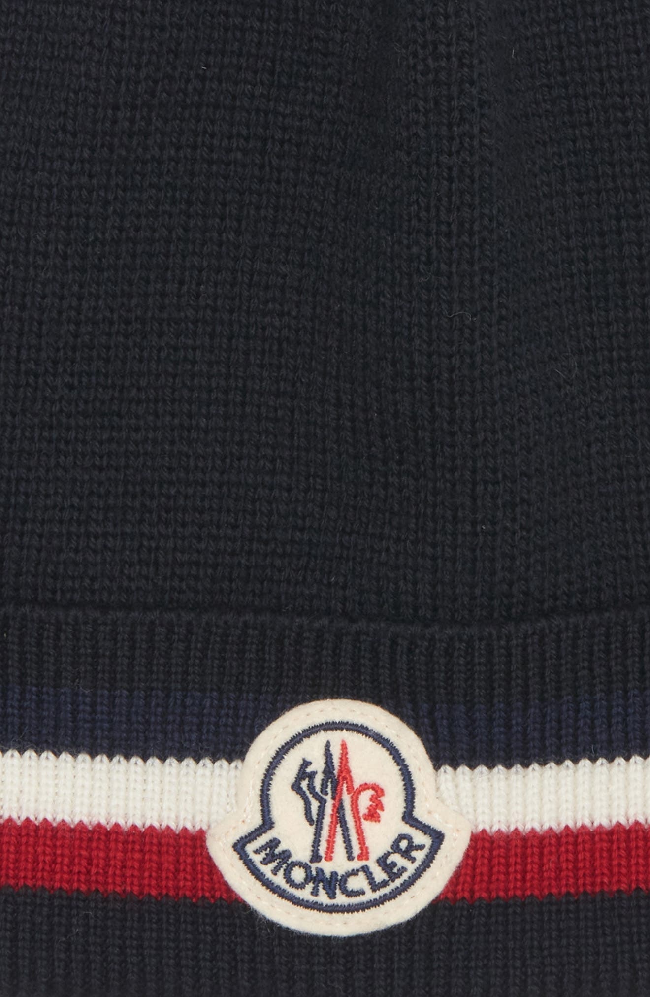Moncler Tricolor Stripe Ribbed Wool Beanie in Navy Blue at Nordstrom - 4