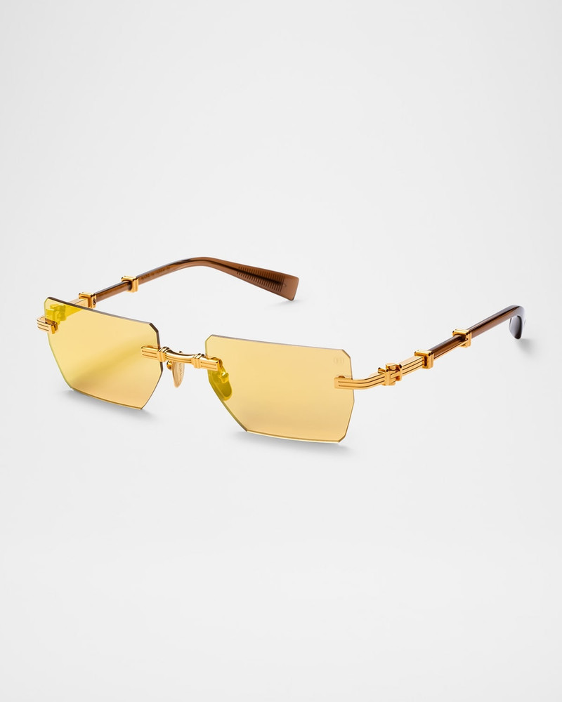 Balmain Pierre Titanium Rectangle Sunglasses outlook