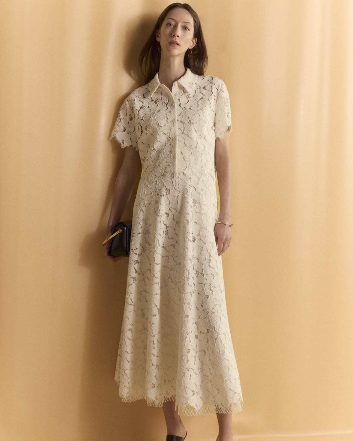 Marjorie Cropped Floral Lace Camp Shirt - 5